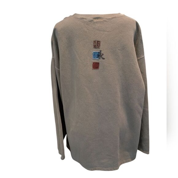 Women's vintage boho patchwork denim embroidered‎ sweatshirt size XL - Picture 5 of 8